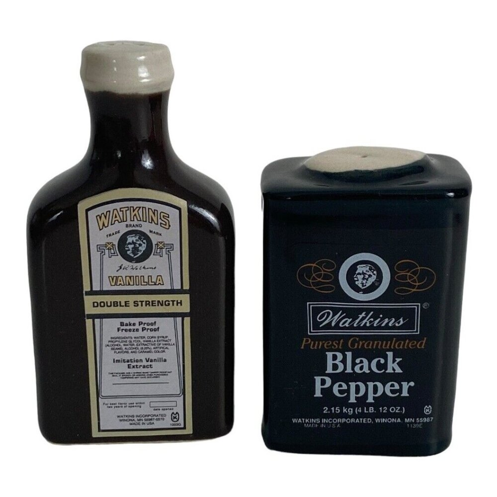 Watkins 1996 Series Salt & Pepper Shakers Vanilla Double Strength Vintage VTG